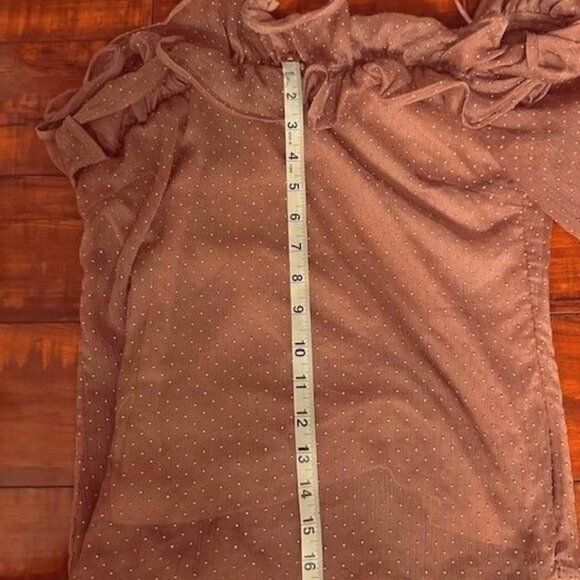 Lulumari One-Shoulder Ruffled Y2K Bohemian Terracota Blouse Polka Dot Texture  M - Picture 8 of 8